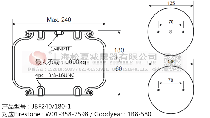 JBF240-180-1橡膠<a href='http://www.910idc.com/' target='_blank'><u>空氣彈簧</u></a>